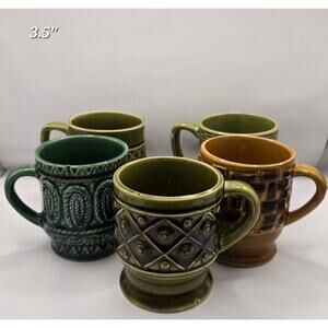 Vintage 1970s 
MCM Textured Ceramic Mugs‎